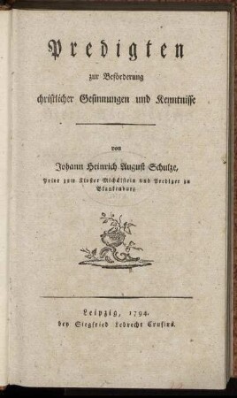 Predigten zur Beförderung christlicher Gesinnungen und Kenntnisse