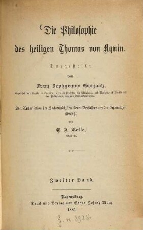 Die Philosophie des heiligen Thomas von Aquin, 2