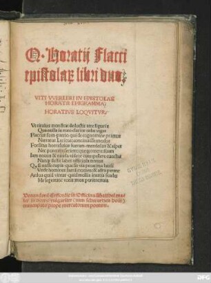 Q. Horatij Flacci || epistola#[rum] libri duo.|| ... ||