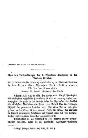 Aus den Verhandlungen der 4. Directoren-Conferenz in der Provinz Preußen