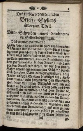 Des kurtzen jedoch deutlichen Brieff-Stellers Zweyter Theil.