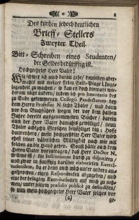 Des kurtzen jedoch deutlichen Brieff-Stellers Zweyter Theil.
