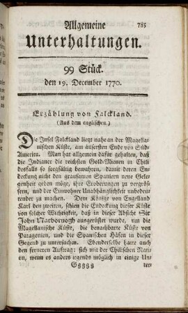 99 Stück. den 19. December 1770.