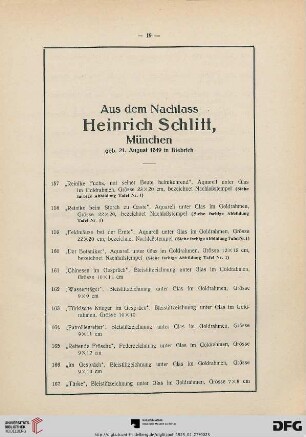 Aus dem Nachlass Heinrich Schlitt (Nr. 157-179)