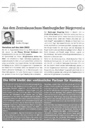 Aus dem Zentralausschuß Hamburgischer Bürgervereine