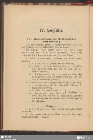 IV. Satzlehre