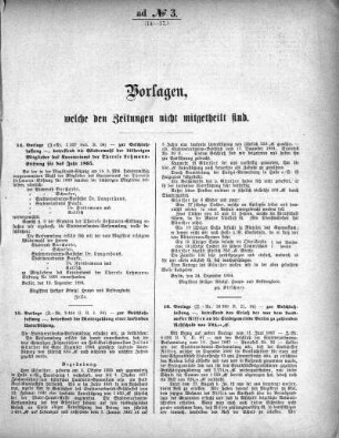Anlage: ad No.3. (14-17.), Vorlagen, welche den Zeitungen nicht mitgeteilt sind