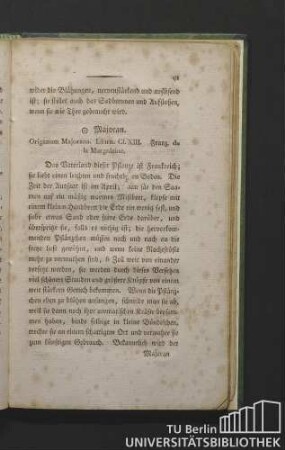 Majoran. Origanum majorana. Linn. Cl. XIII. Franz. de la margolaine.