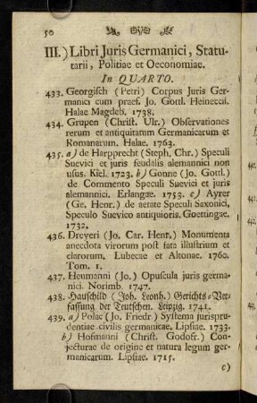 50-58, III.) Libri Juris Germanici... In Quarto.