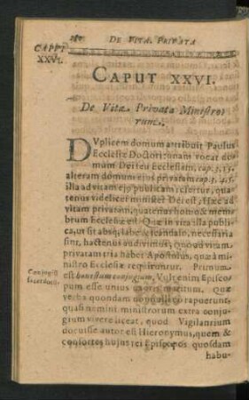 Caput XXVI. De Vita Privata Ministrorum.