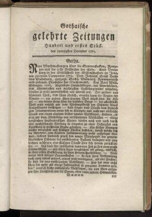 Hundert und erstes Stück. den zwanzigsten December 1775 - Hundert und viertes Stück. den dreißigsten December 1775.