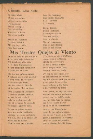 Mis Tristes Quejas al Viento