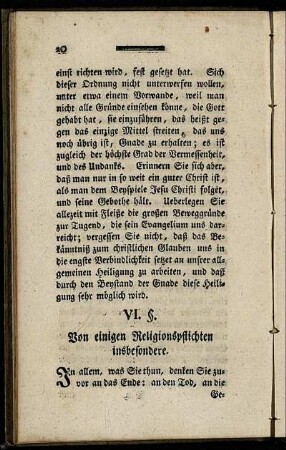 VI. §. Von einigen Religionspflichten insbesondere.