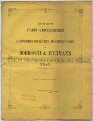 Preisverzeichnis landwirtschaftlicher Maschinen und Geräte