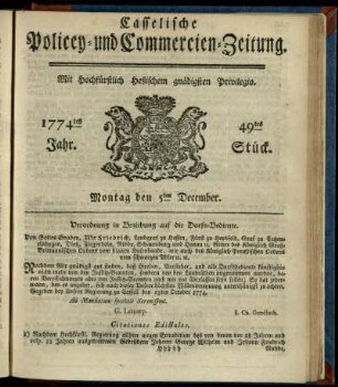 49tes Stueck, Montag den 5ten December 1774