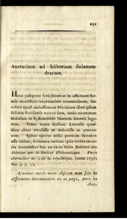Auctarium ad historiam Salamandrarum.
