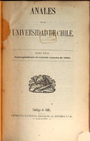Anales de la Universidad de Chile : memorias científicas y literarias. 31. 1868