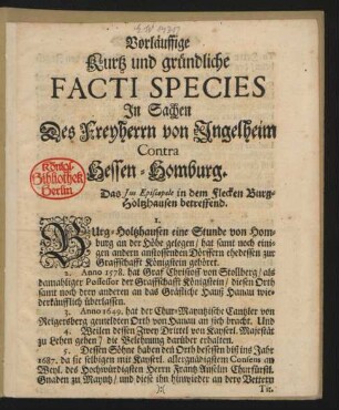 Das Ius Episcopale in dem Flecken Burgholtzhausen betreffend