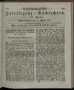 XV. Stück. Sonnabends den 12. April 1800.