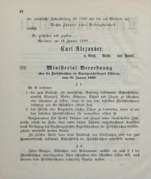 11. Ministerial-Verordnung über die Fleischbeschau im Amtsgerichtsbezirk Ostheim