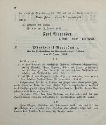 11. Ministerial-Verordnung über die Fleischbeschau im Amtsgerichtsbezirk Ostheim