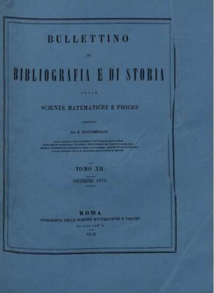 Tomo XII. Dicembre 1879.
