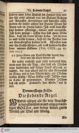 Donnerstags frühe. Die siebende Regel
