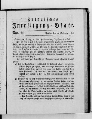 Num. 37, Ausgabe vom 16. September 1814