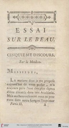 Cinquième discours. Sur le Modus