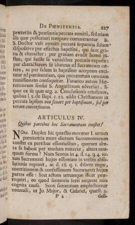 227-242, Articulus IV. Quibus partibus hoc Sacramentum constet?