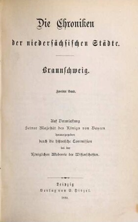 Die Chroniken der niedersächsischen Städte, 2. Braunschweig