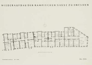 Wiederaufbau Rampische Strasse : Dresden, Entwurf zum Wiederaufbau der Häuser an der Rampischen Straße, Grundriss der Obergeschosse