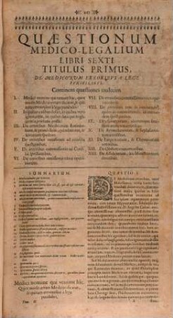 Pauli Zacchiae Romani, Totius Status Ecclesiastici Proto-Medici Generalis Quaestionum Medico-Legalium Tomi Tres, 2. Continens Libros VI. VII. VIII. IX