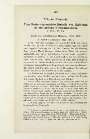 Vierte Periode. Vom Regierungsantritte Rudolfs von Habsburg bis zur großen Kirchentrennung