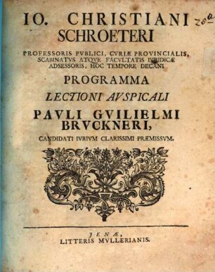 Programma lectioni auspicati P. W. Bruckneri praemissum : [de conductione locatione]