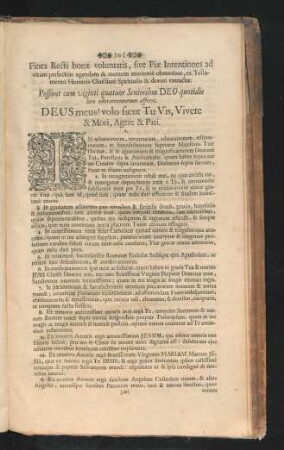 Fines Recti bonae voluntatis, sive Piae Intentiones ad vitam perfectius agendam & mortem meritorie obeundam ...
