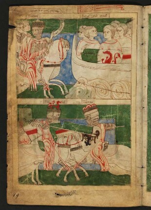 Miniatur: Zweikampf zwischen Turnus und Pallas