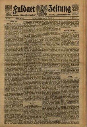 Erste Ausgabe vom Samstag, den 24. Juni 1911.