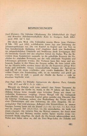 481-482 [Rezension] La Didachè