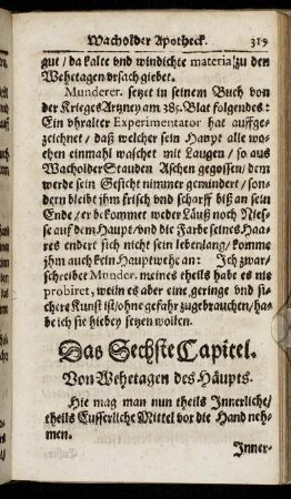 Das Sechste Capitel. - Das Zehende Capitel.