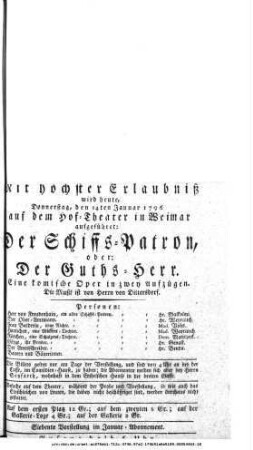 Der Schiffs=Patron, oder: Der Guths=Herr