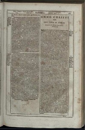 Anno Christi 1543. Pauli Papae III. Anno IX. Caroli V. Rom. Imperat. Anno 23