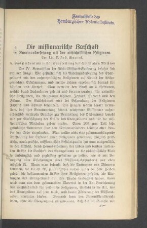 Die Missionarische Botschaft in Auseinandersetzung mit den nichtchristlichen Religionen