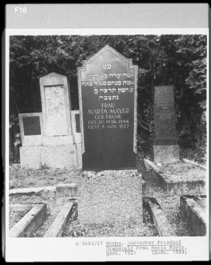 Grabstein von Marta Mayer, geborene Frank (gestorben 1927.11.08)