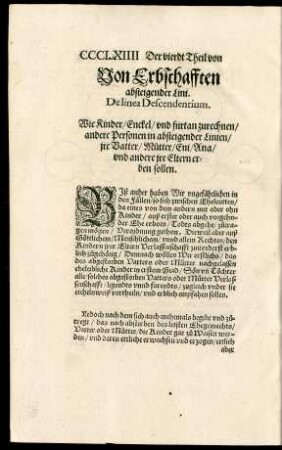 Von Erbschafften absteigender Lini. De linea Descendentium.