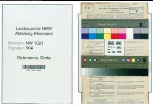Entnazifizierung Gerta Dickmanns , geb. 08.07.1911 ()