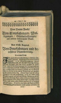 Das Erste Kapitel. Von Empfahungen und derselben Beantwortung.