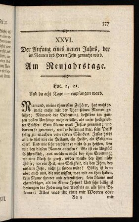 377-390, XXVI. Der Anfang eines neuen Jahrs, der im Namen ...