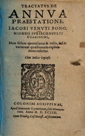 Tractatus De Annva Praestatione
