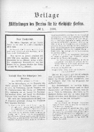 Beilage zu No. 1